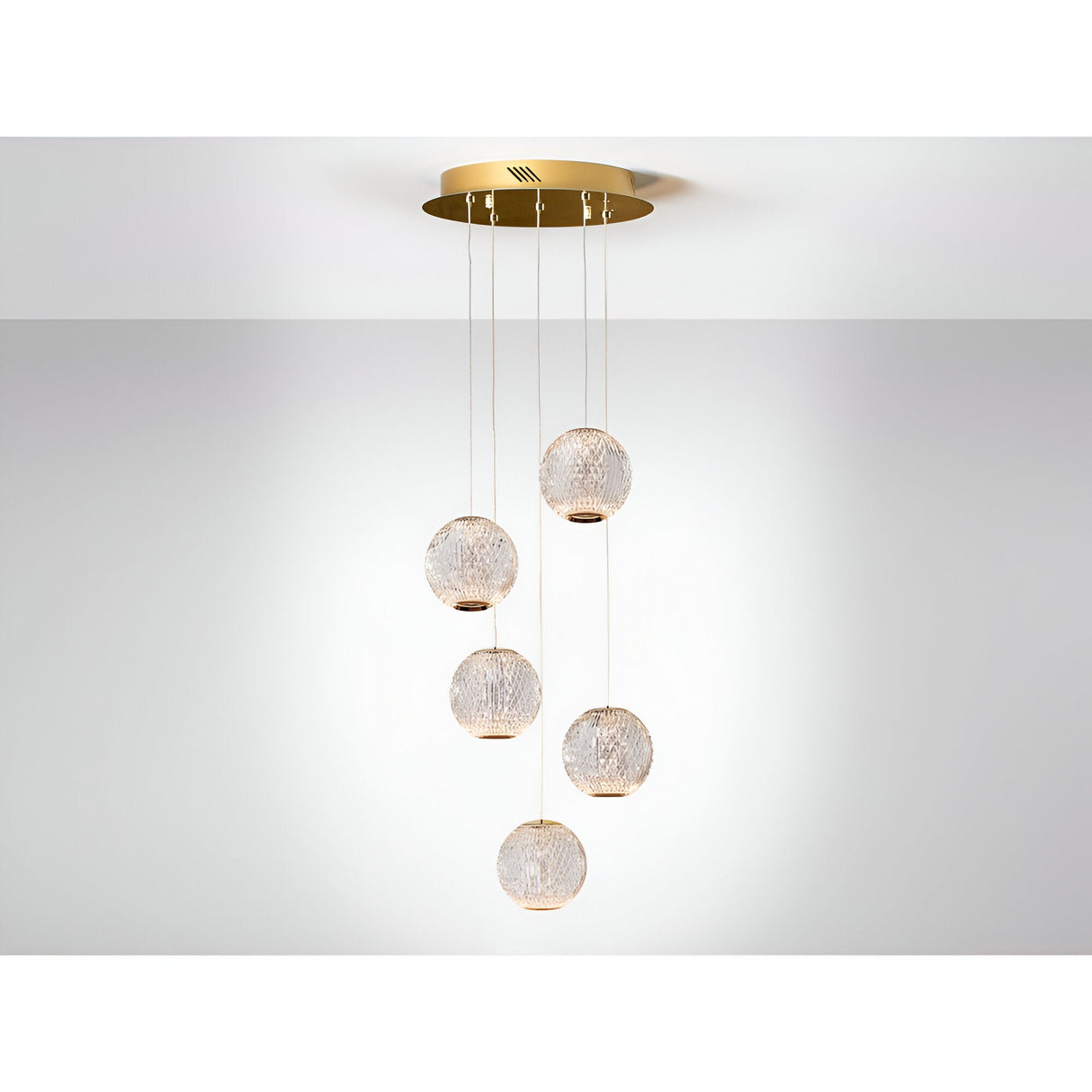 Austral 5 Light LED Cluster Pendant 26W 3200K - Gold/Transparent