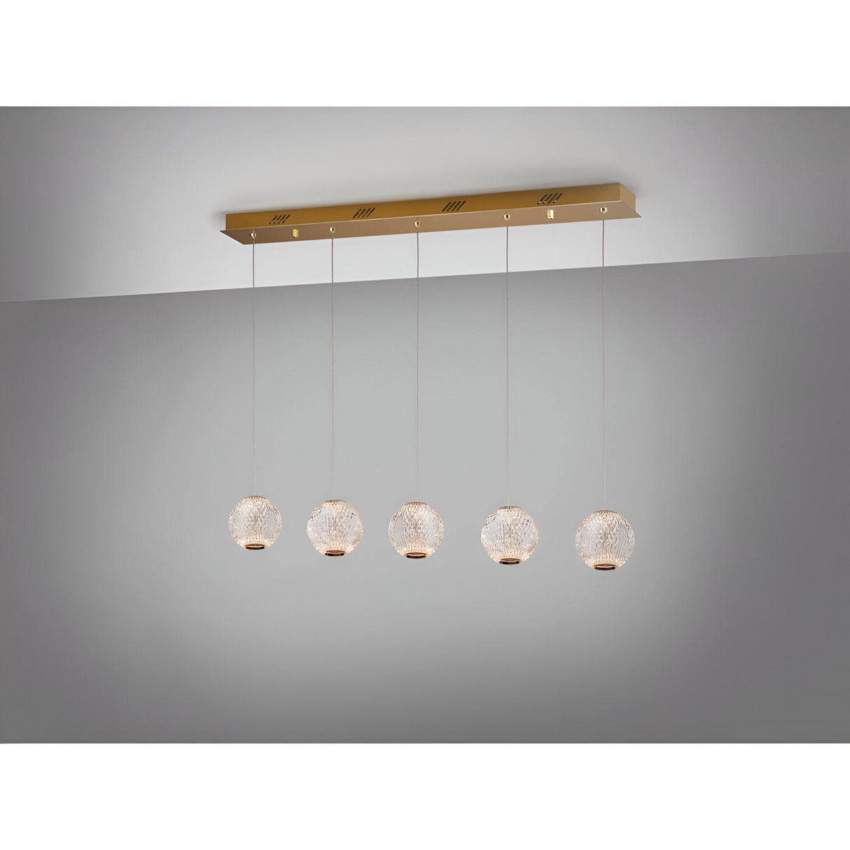 Austral 5 Light LED Bar Pendant 26W 3200K - Gold/Transparent