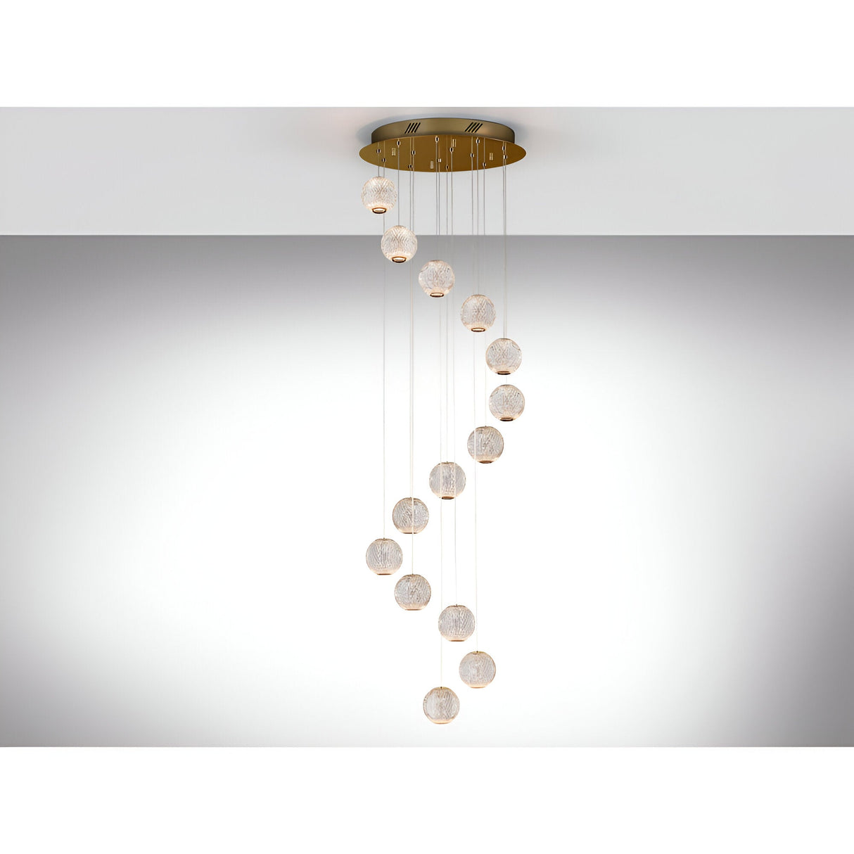 Austral 14 Light LED Cluster Pendant Light 69W 3200K - Gold/Transparent