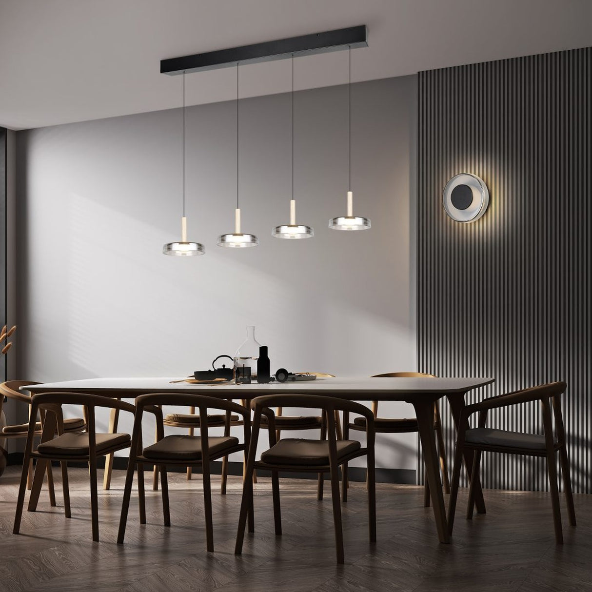 Celeste 4 Light LED Glass Chandelier – Matt Black