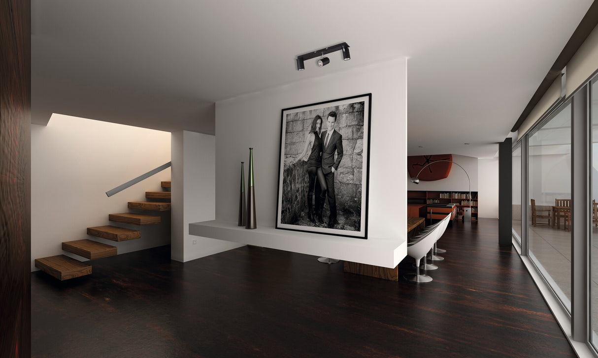 EVALO 450x80 3x GU10 Round Ceiling Light - Black