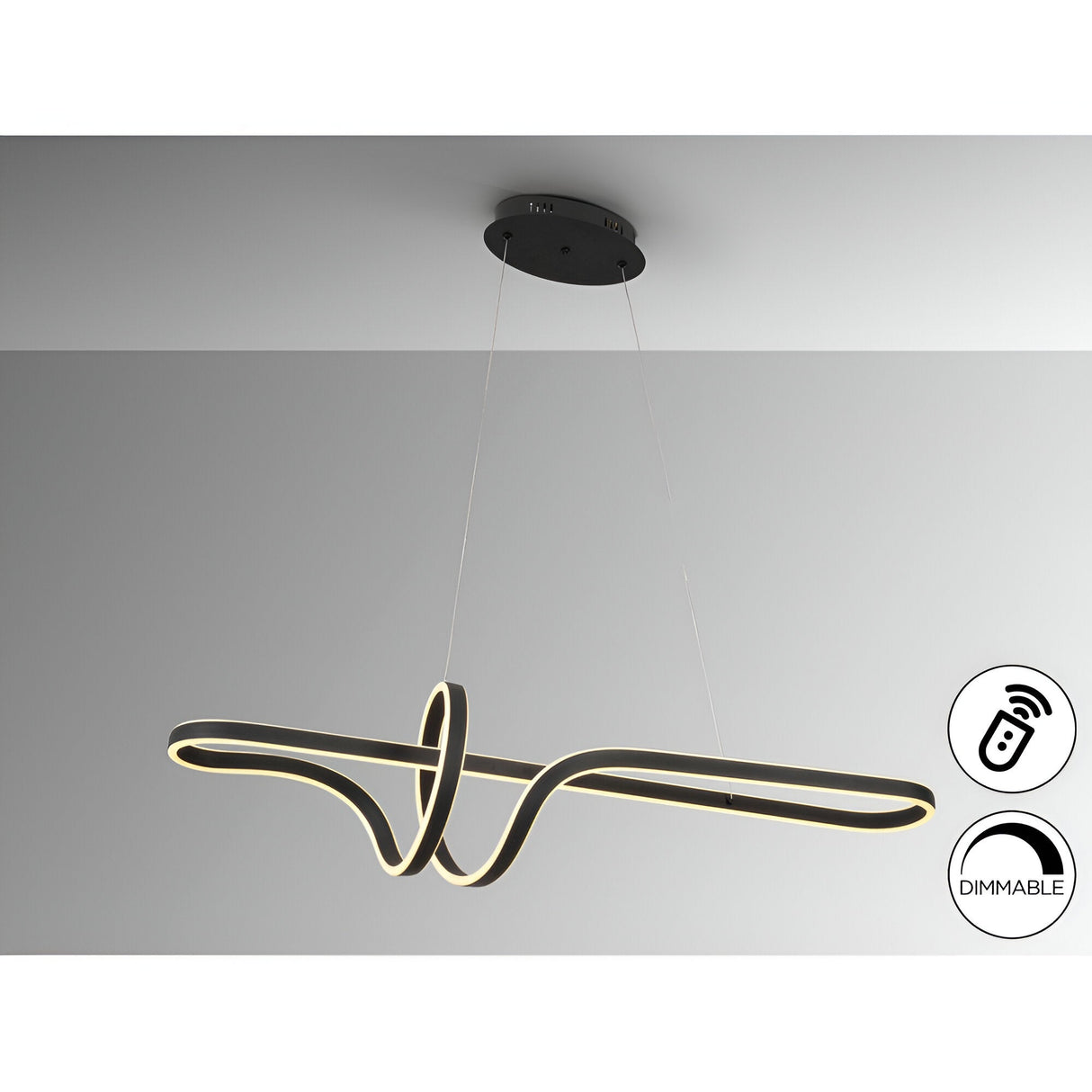 Simphony CCT Dimmable LED Light Linear Suspension - Black (With Remote Control)