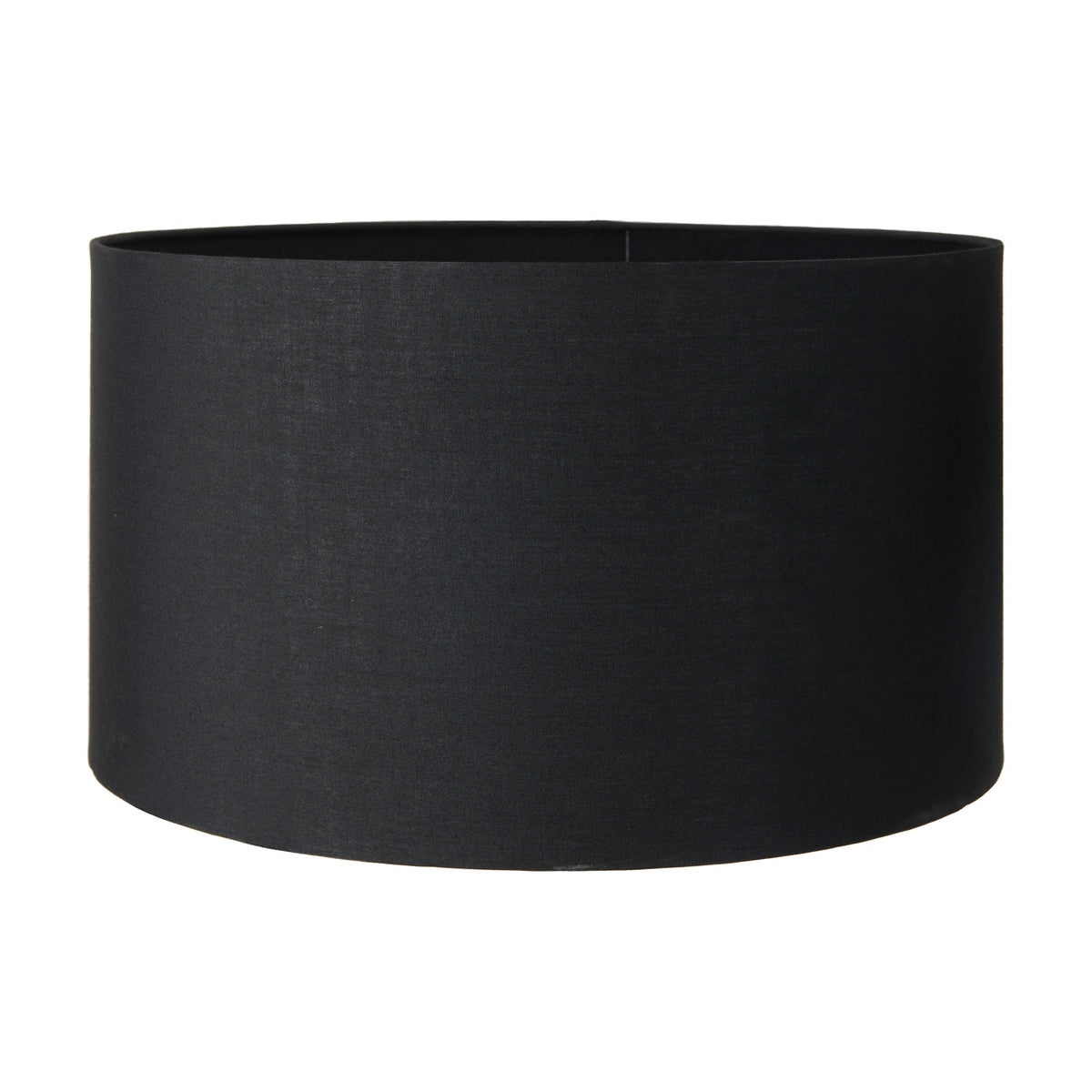 Harry Black Cotton Mix Cylinder Lampshade, 25cm, a drum-shaped fabric shade in black with a plain white background.