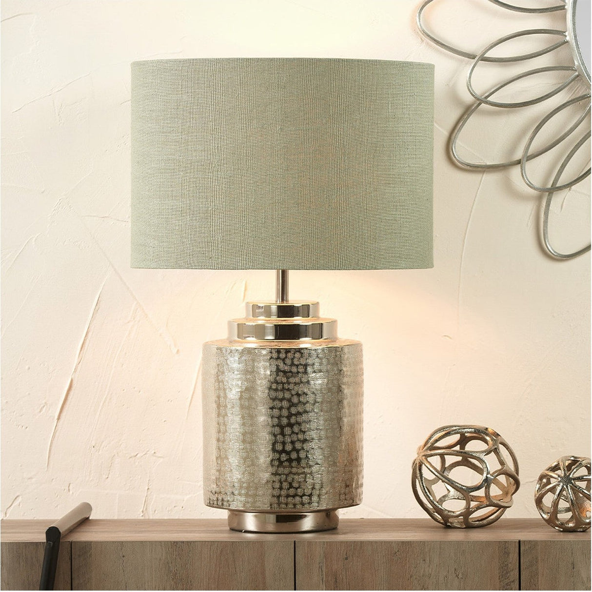 Edward Pistachio Green Linen Cylinder Lampshade - 30cm