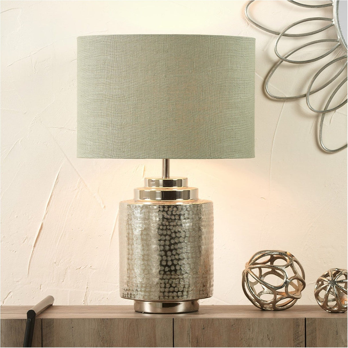 Edward Pistachio Green Linen Cylinder Lampshade - 35cm
