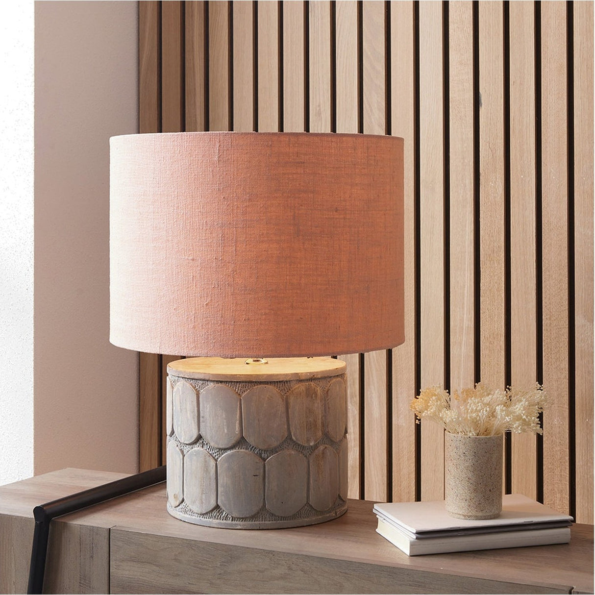 Edward Apricot Linen Cylinder Lampshade - 45cm
