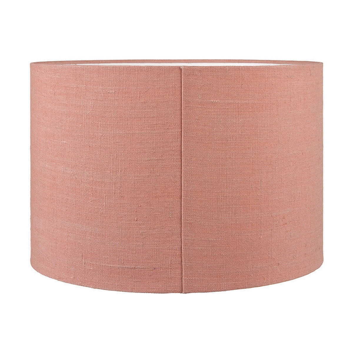 Edward Apricot Linen Cylinder Lampshade, 50cm wide, in textured linen with a visible seam, shown on a plain white background.