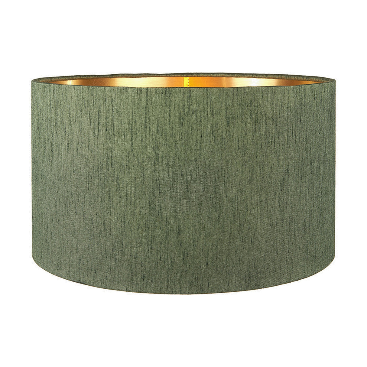 Stellan Green Slubbed Silk Mix Gold Lined Cylinder Lampshade - 35cm