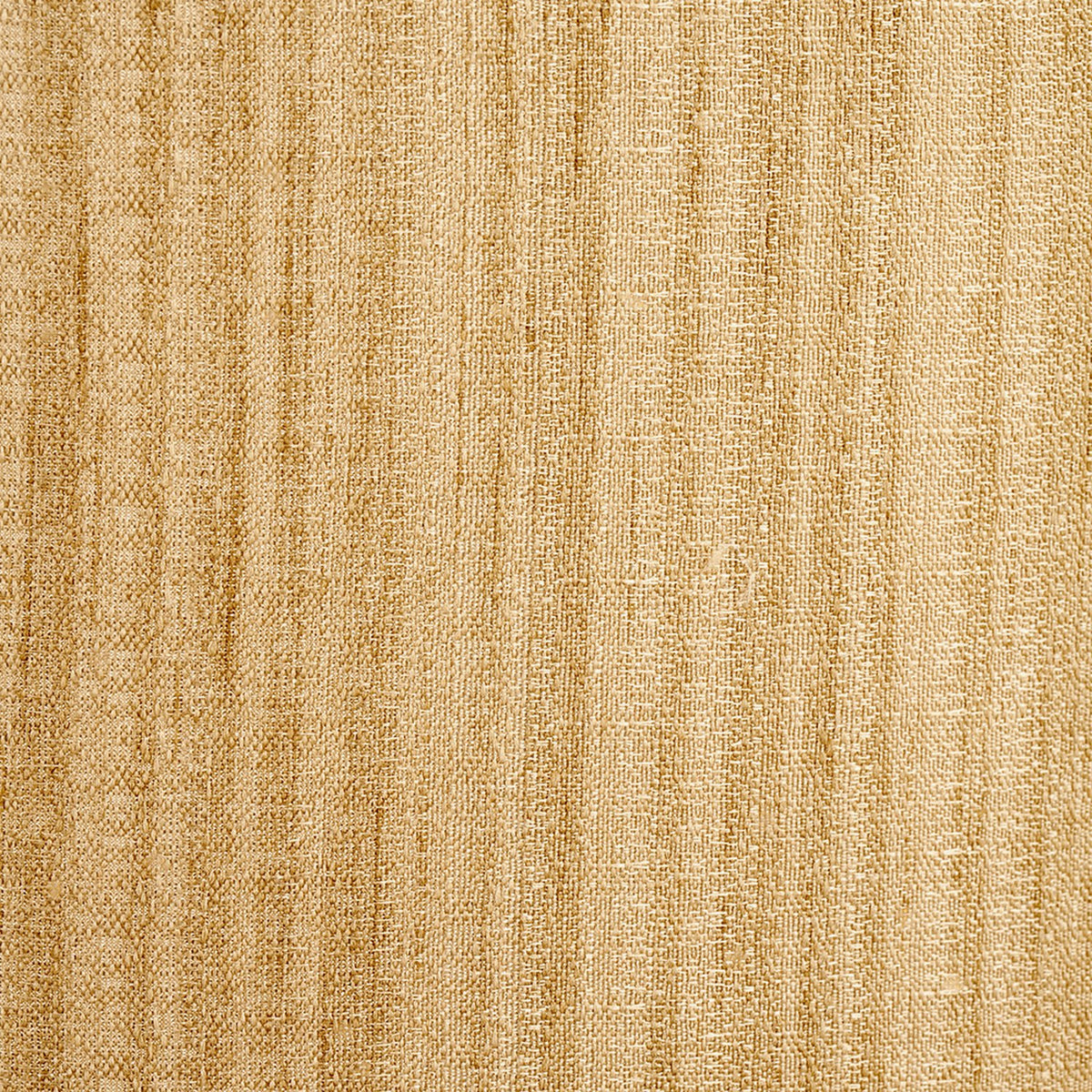 Close-up of the Stellan Gold Slubbed Silk Mix Lined Cylinder Lampshade, 40cm, showing textured woven fabric in gold with subtle vertical striping.