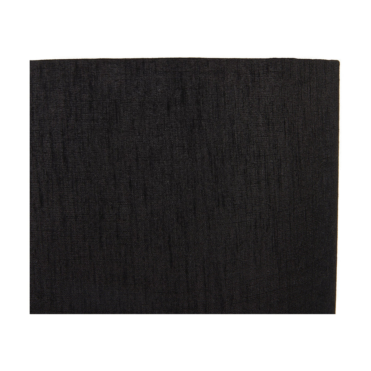 Close-up of the Stellan cylinder lampshade in black slubbed silk, 45cm wide, showing the textured fabric surface and clean edge finish.