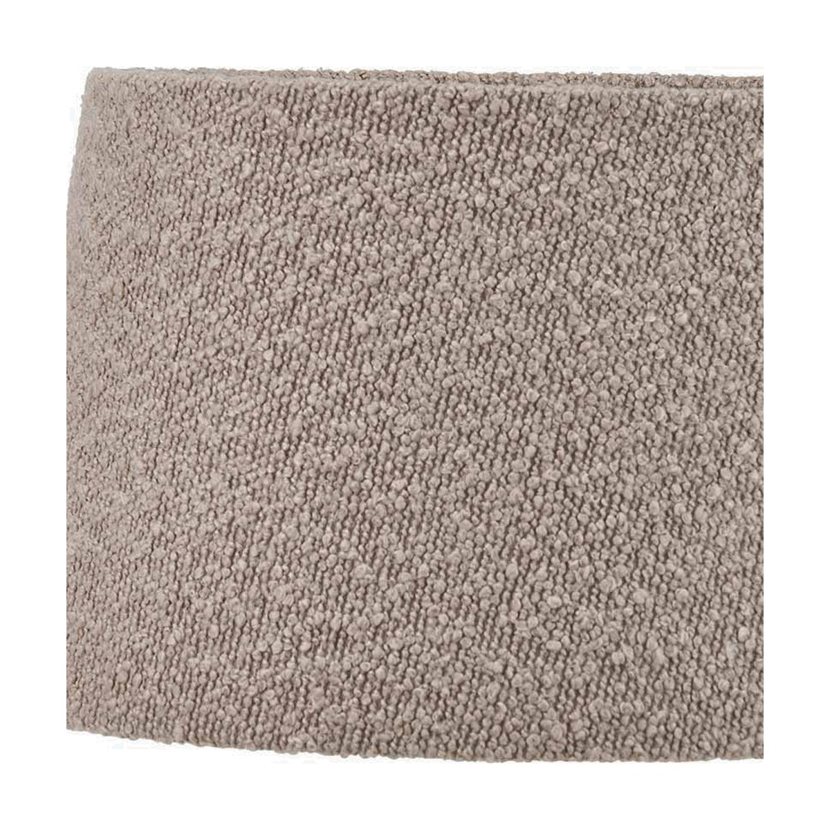 Close-up of the Martigues Taupe Boucle Tapered Lampshade, 35cm, showing textured bouclé fabric in a taupe tone against a plain white background.