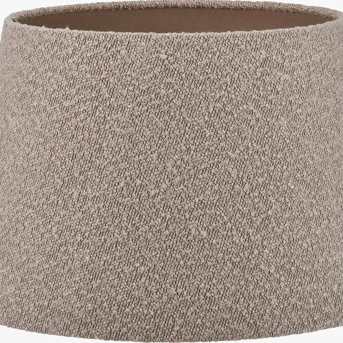 Martigues Taupe Boucle Tapered Lampshade, 40cm, in textured taupe fabric with a rounded tapered shape, shown on a plain white background.