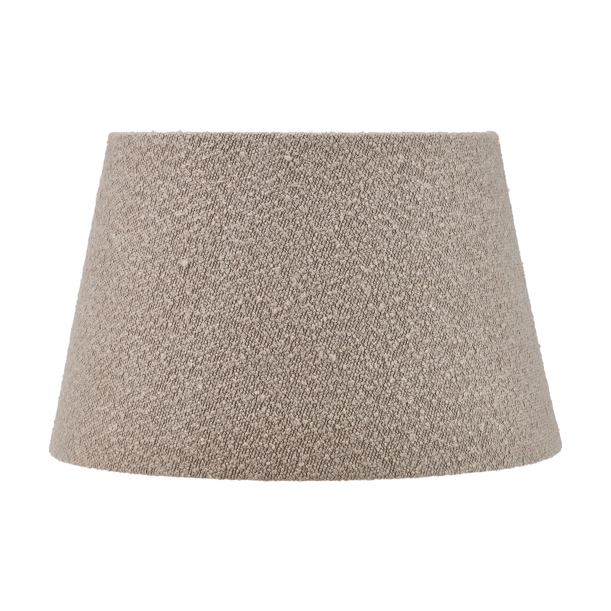 Martigues Taupe Boucle Tapered Lampshade, 45cm, in a textured fabric with a wide top and narrower base, shown on a plain white background.