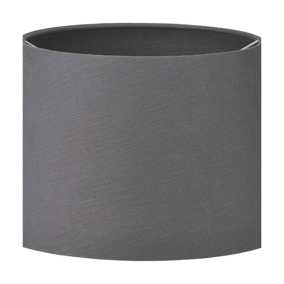 Lys Steel Grey Self Lined Linen Tapered Lampshade, 40cm, in grey linen fabric with a self-lined interior, shown on a plain white background.
