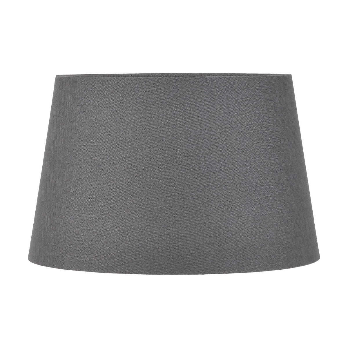 Lys Steel Grey Self Lined Linen Tapered Lampshade, 45cm wide, in grey linen with a modern tapered shape, shown on a plain white background.