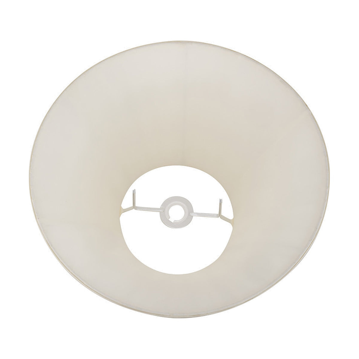 Garbo Cream Silk Mix Pinch Pleated Tapered Lampshade, 45cm, shown from above on a plain white background with visible white fitting frame at the centre.