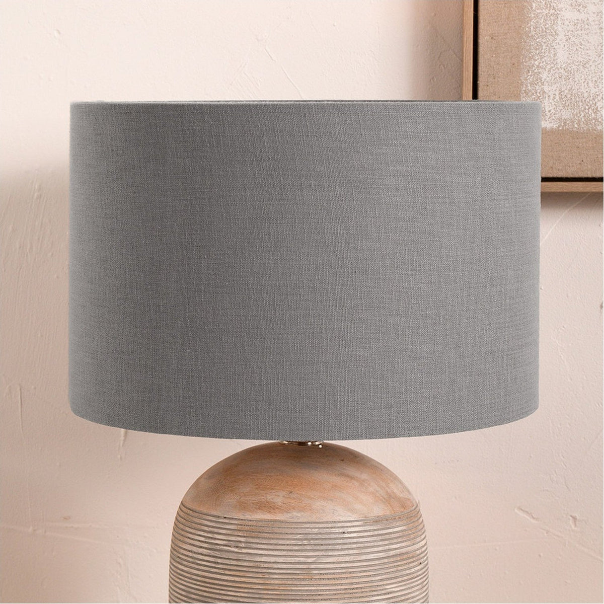 Lino Steel Grey Self Lined Linen Cylinder Lampshade - 55cm
