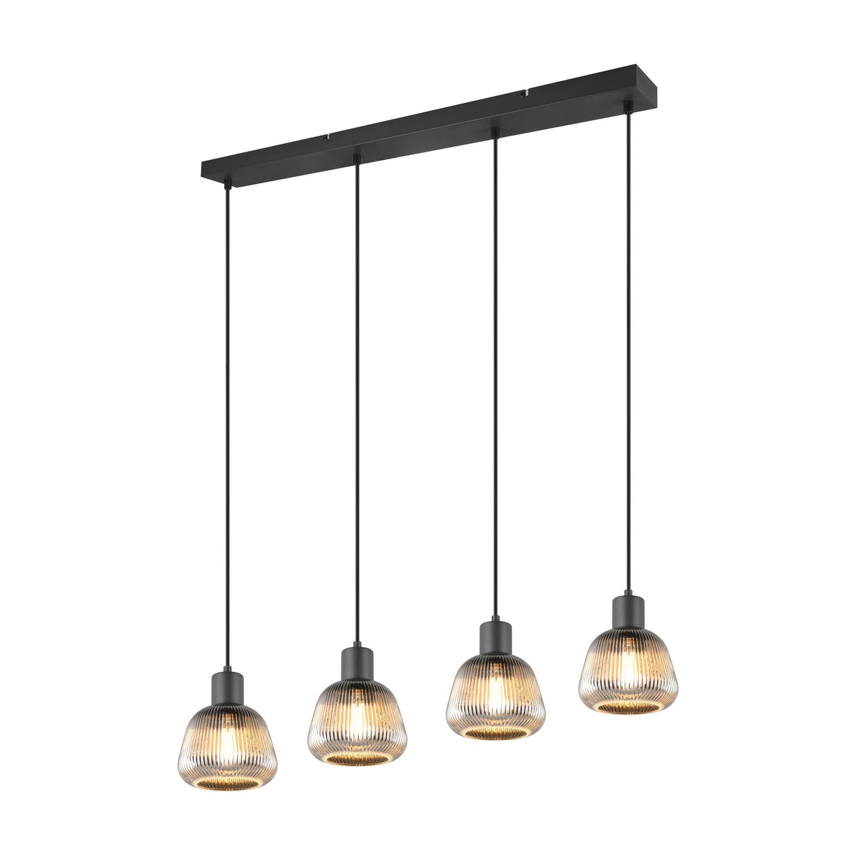 Tarifa 4 Light Glass Chandelier – Matt Black