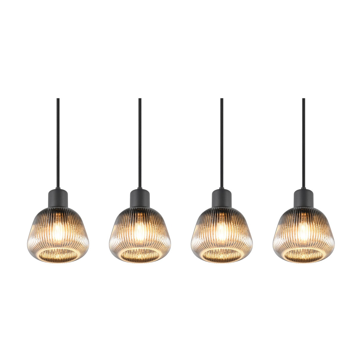 Tarifa 4 Light Glass Chandelier – Matt Black