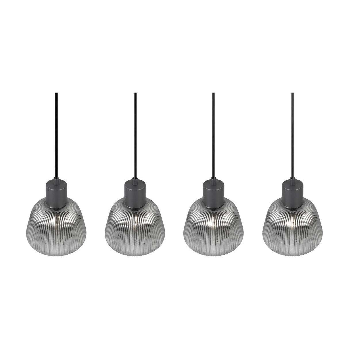 Tarifa 4 Light Glass Chandelier – Matt Black