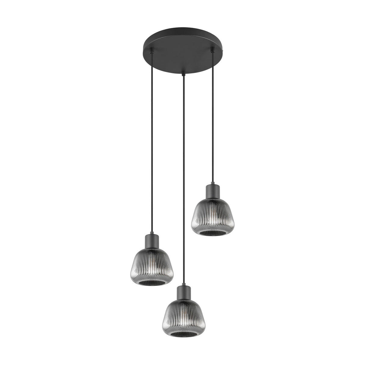 Tarifa 3 Light Glass Chandelier – Matt Black