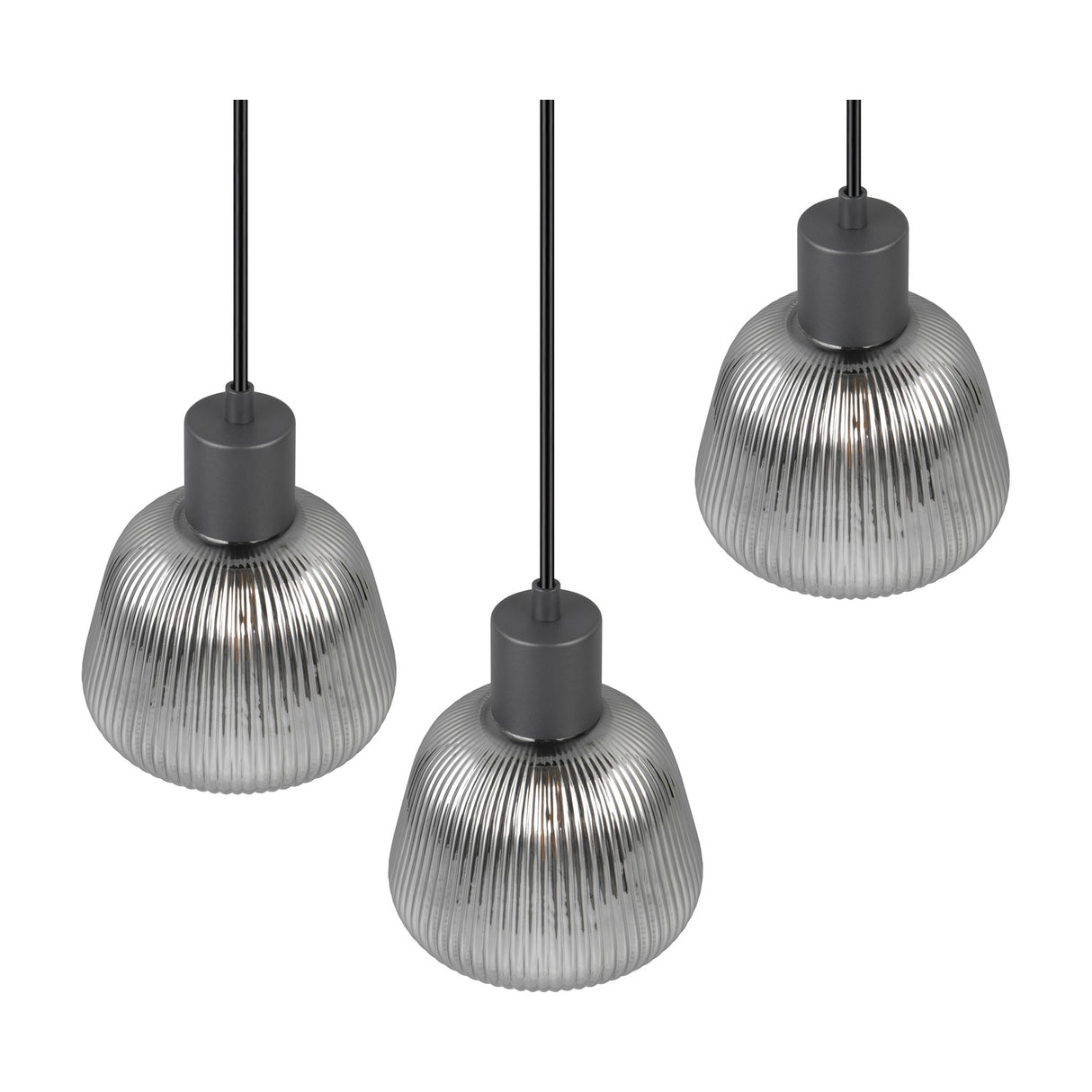 Tarifa 3 Light Glass Chandelier – Matt Black