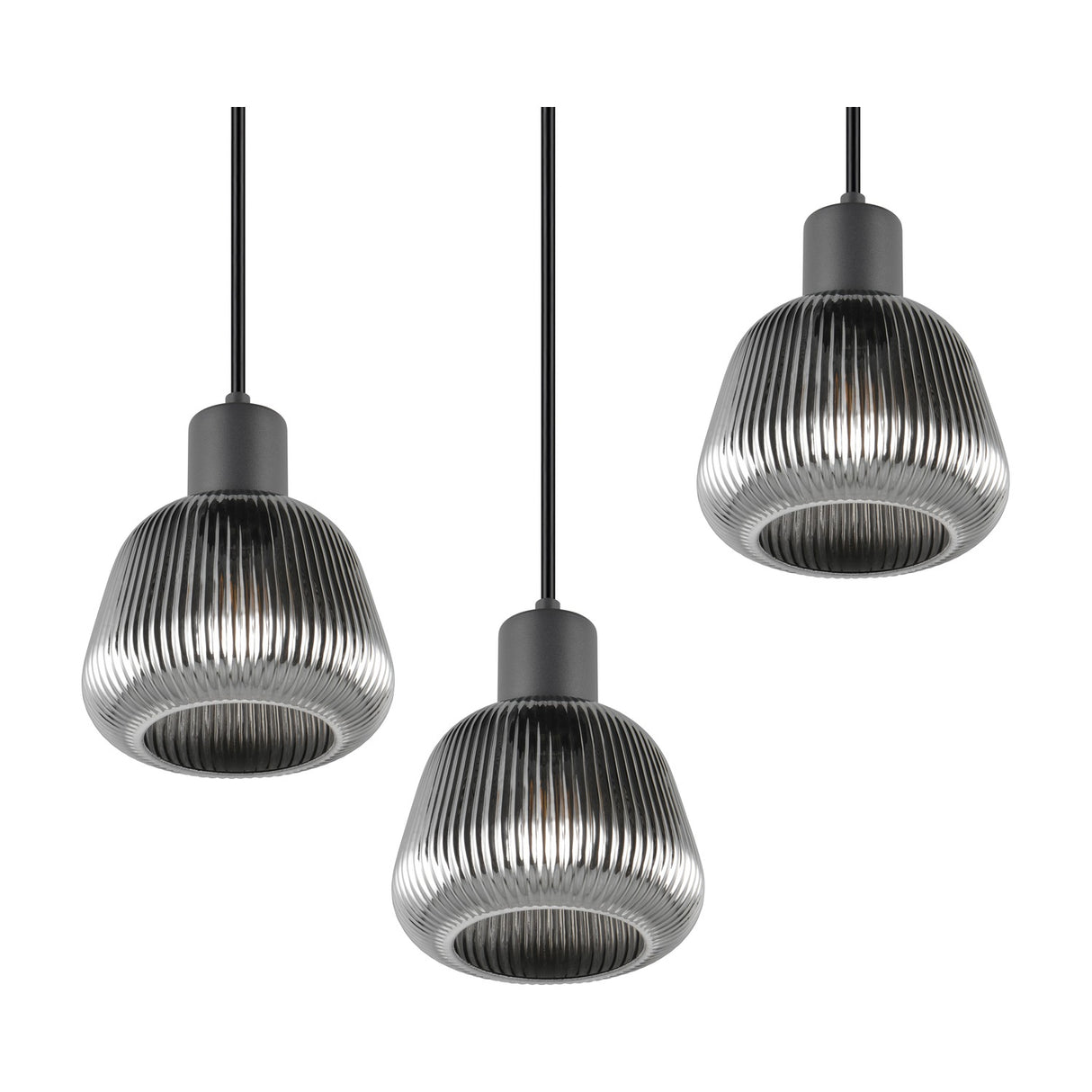 Tarifa 3 Light Glass Chandelier – Matt Black