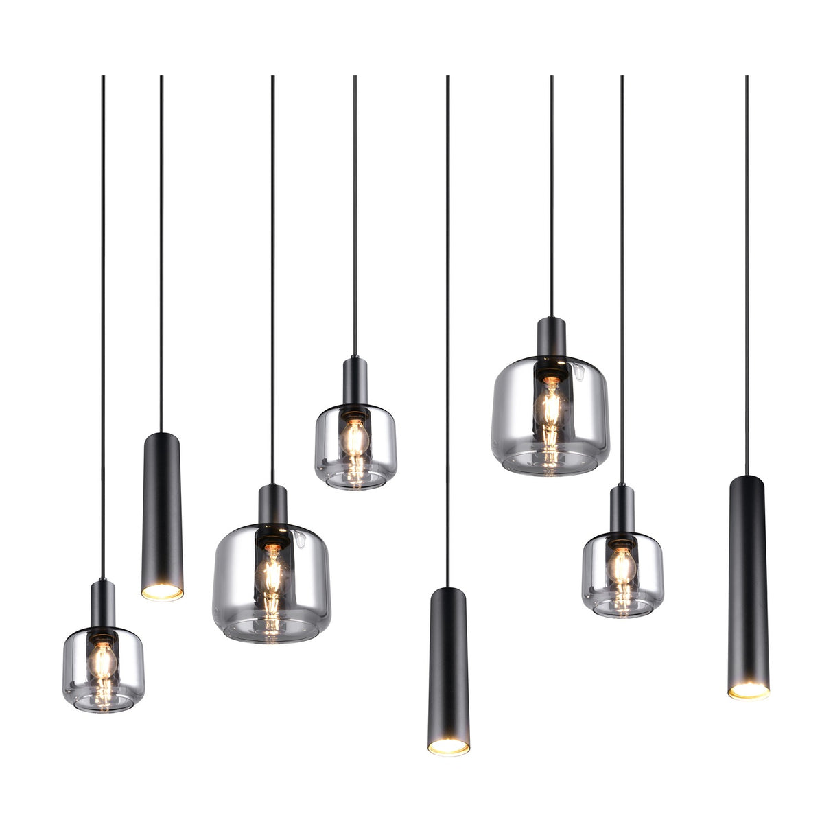 Mataro 5 Light Glass Chandelier – Matt Black
