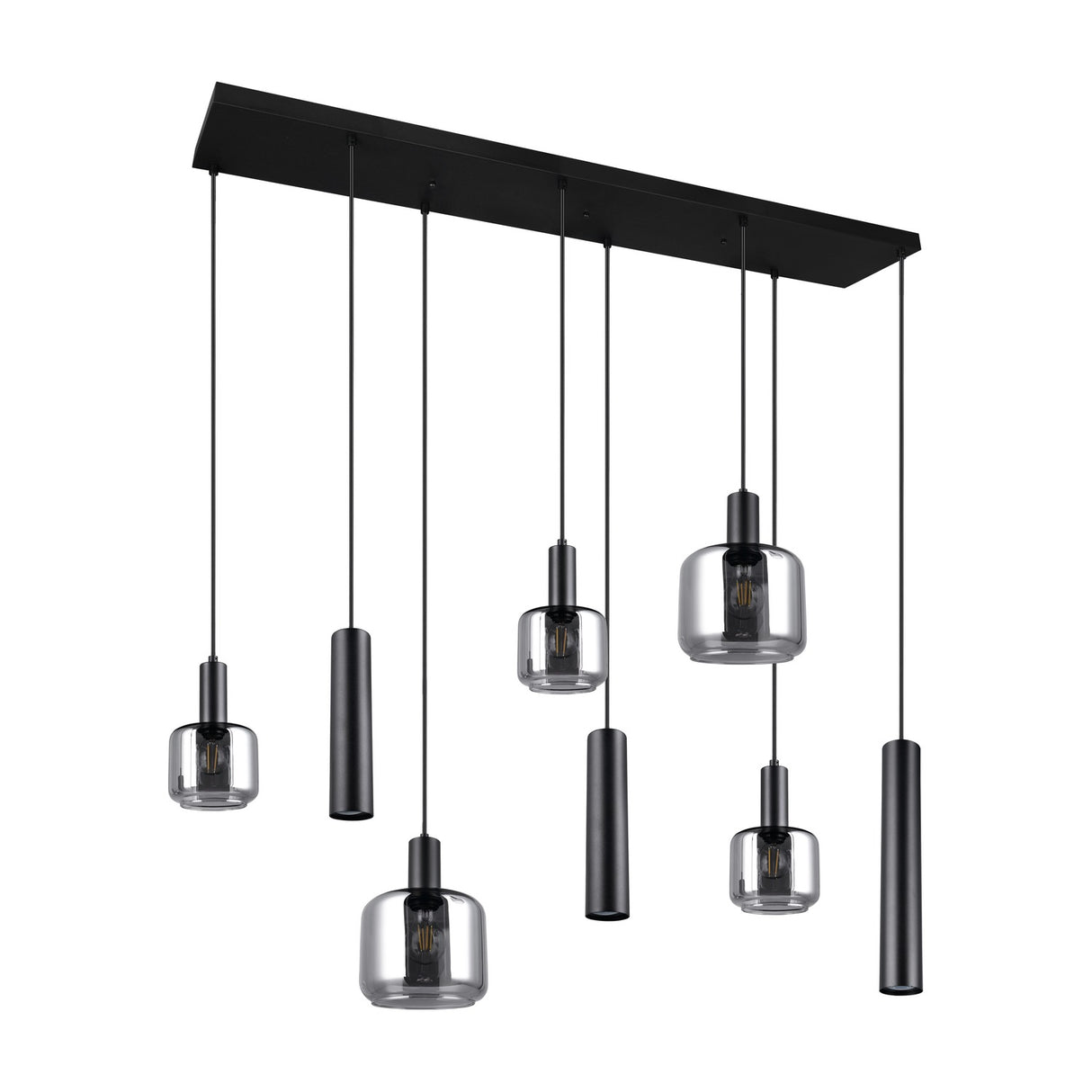 Mataro 5 Light Glass Chandelier – Matt Black