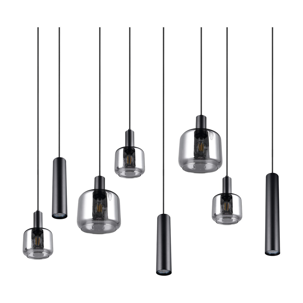 Mataro 5 Light Glass Chandelier – Matt Black