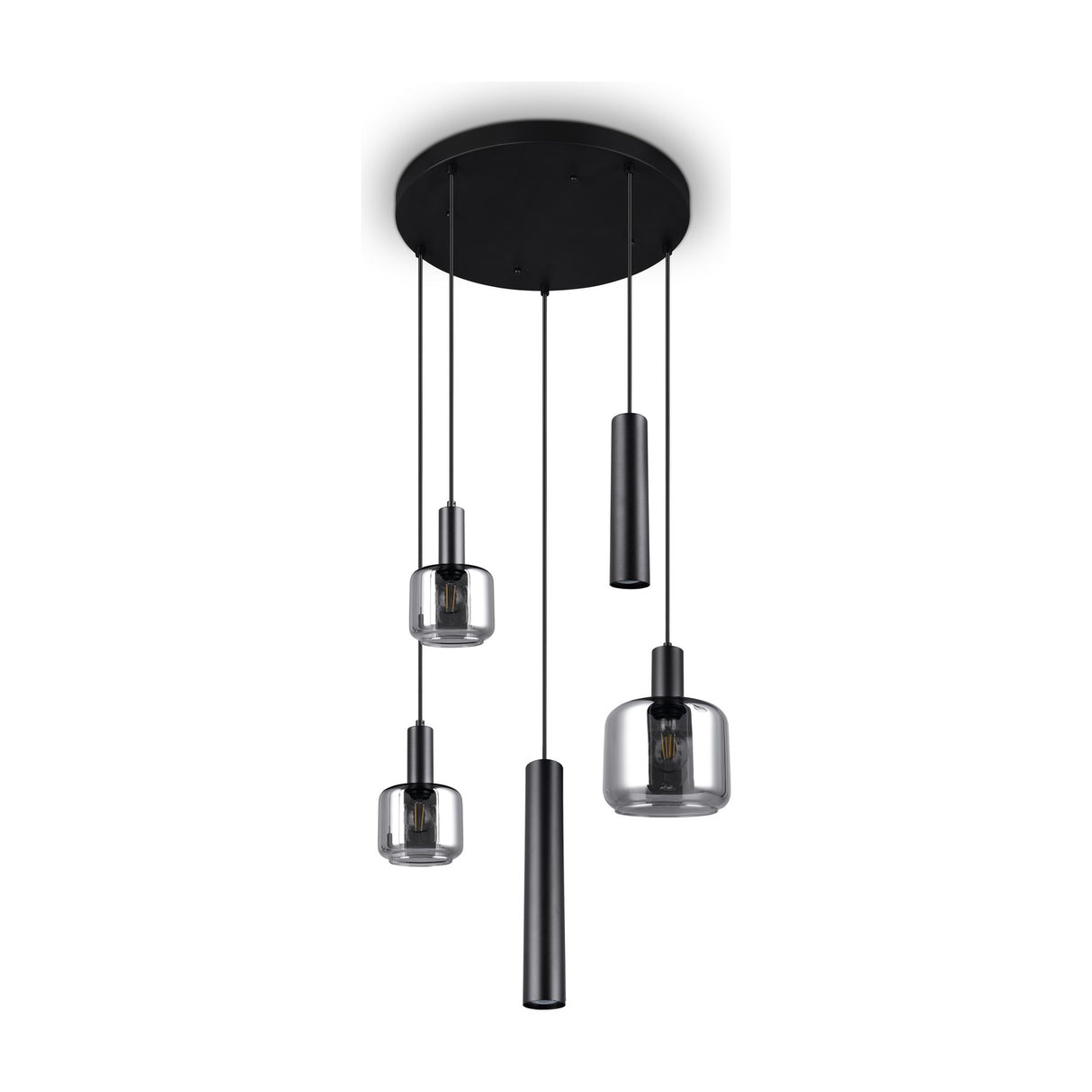 Mataro 3 Light Glass Chandelier – Matt Black