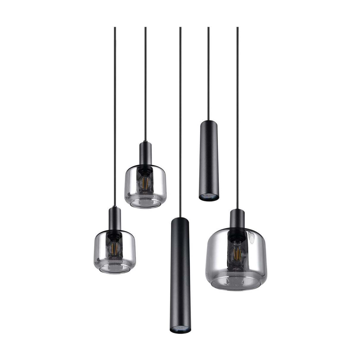 Mataro 3 Light Glass Chandelier – Matt Black
