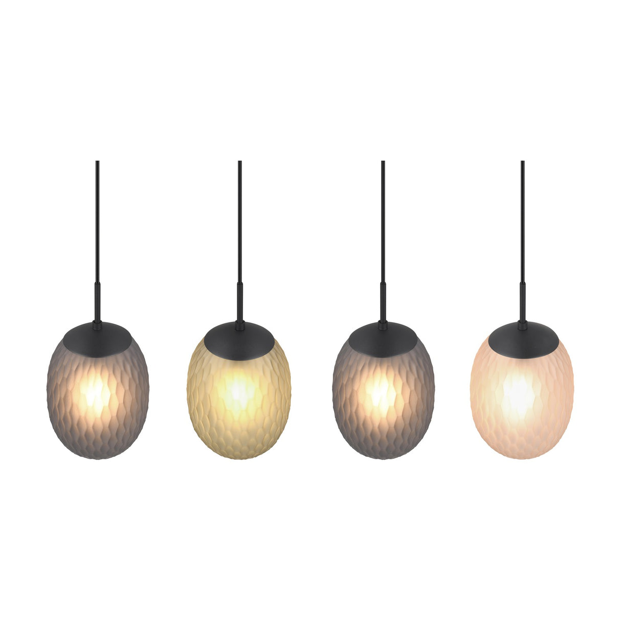 Facette 4 Light Glass Chandelier – Matt Black