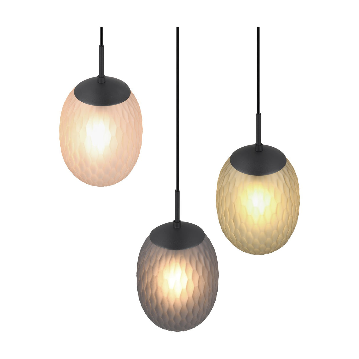Facette 3 Light Globe Chandelier – Matt Black