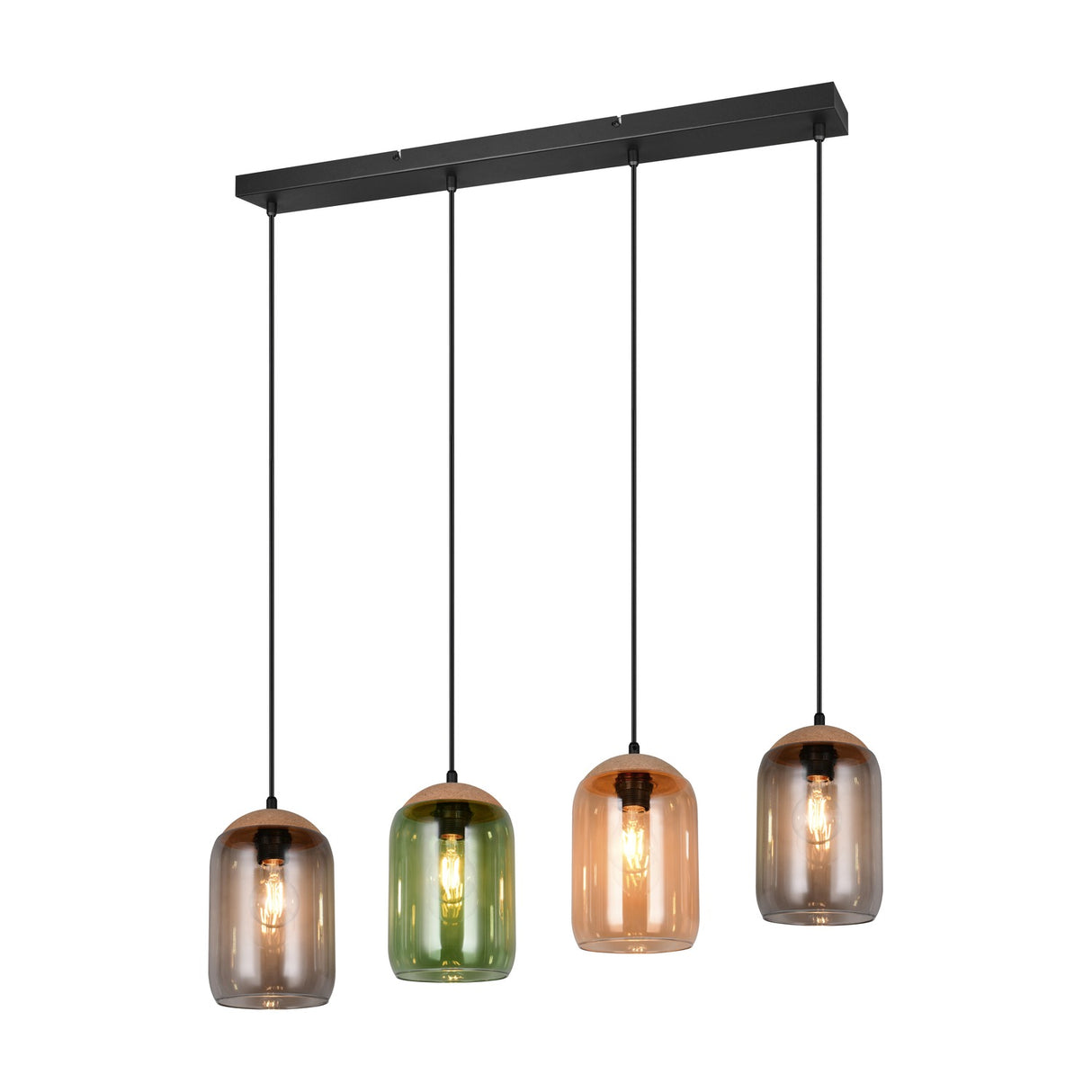 Cork 4 Light Glass Chandelier – Matt Black