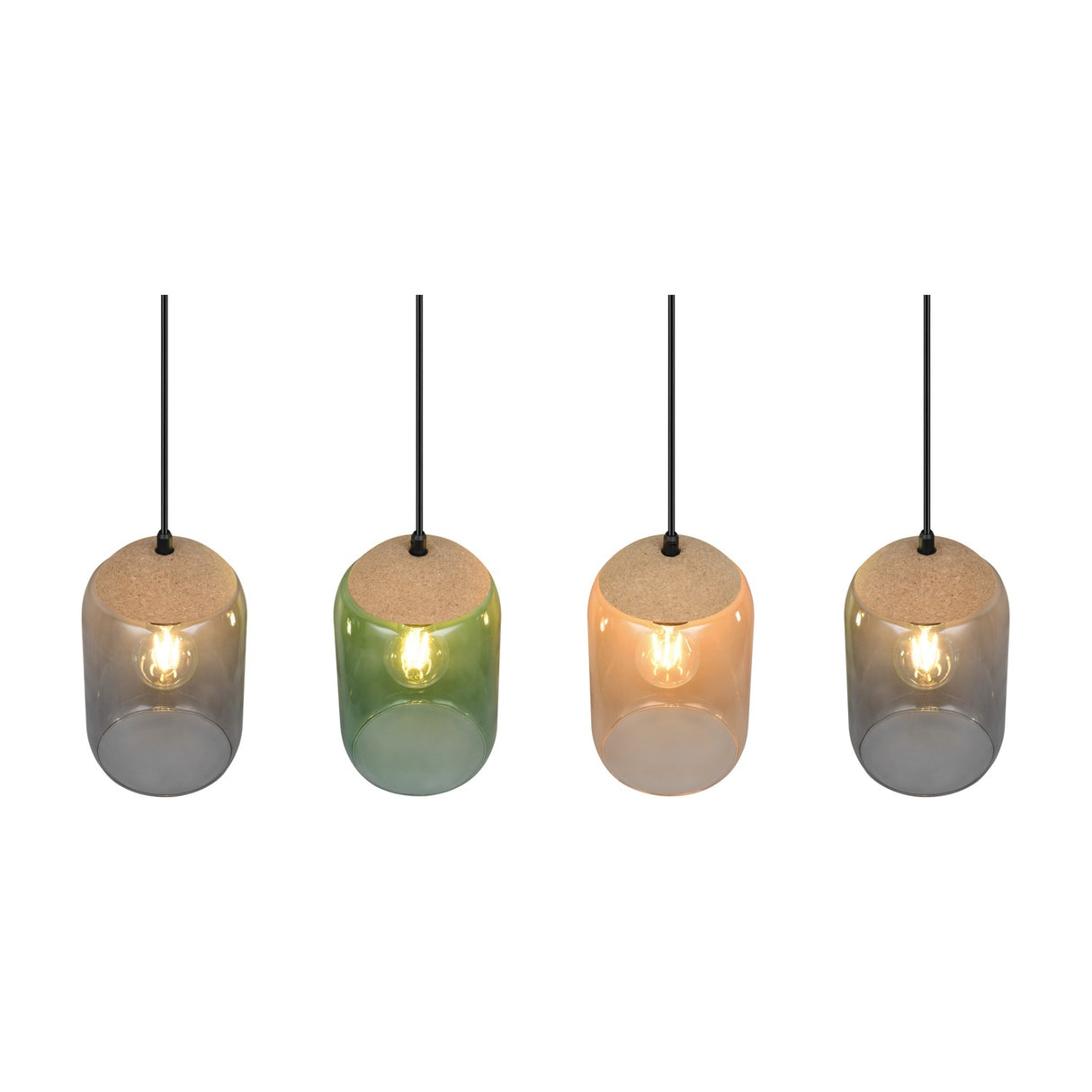 Cork 4 Light Glass Chandelier – Matt Black