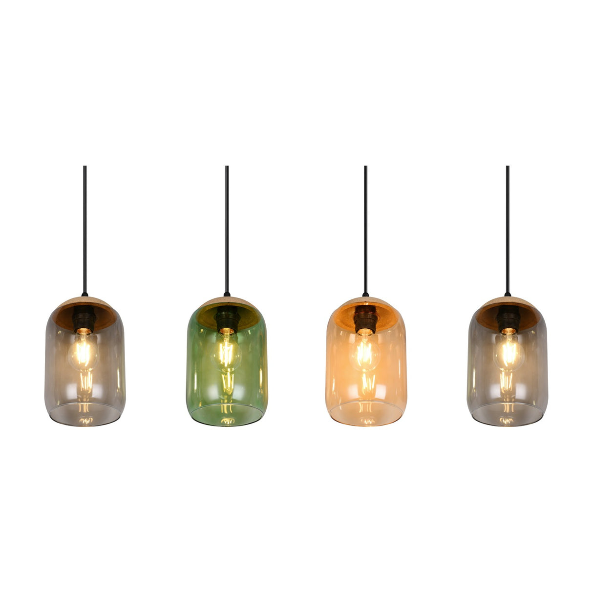 Cork 4 Light Glass Chandelier – Matt Black