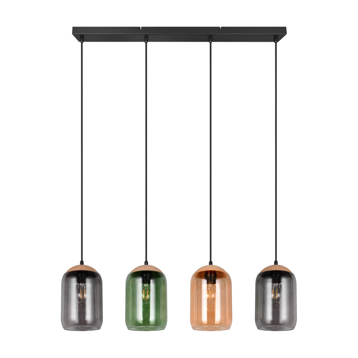 Cork 4 Light Glass Chandelier – Matt Black