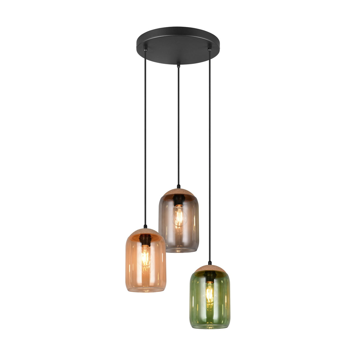 Cork 3 Light Glass Chandelier – Multicoloured
