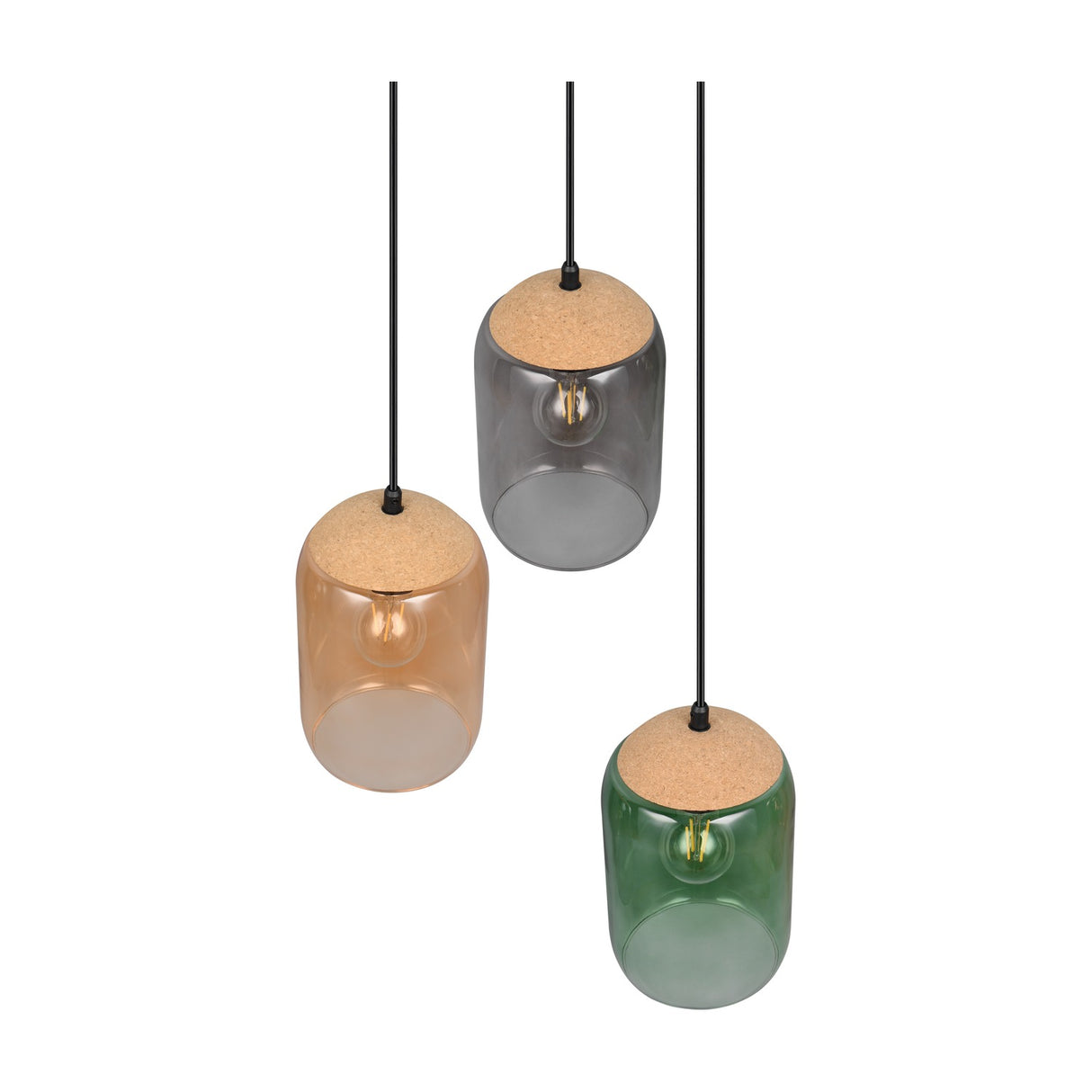 Cork 3 Light Glass Chandelier – Multicoloured