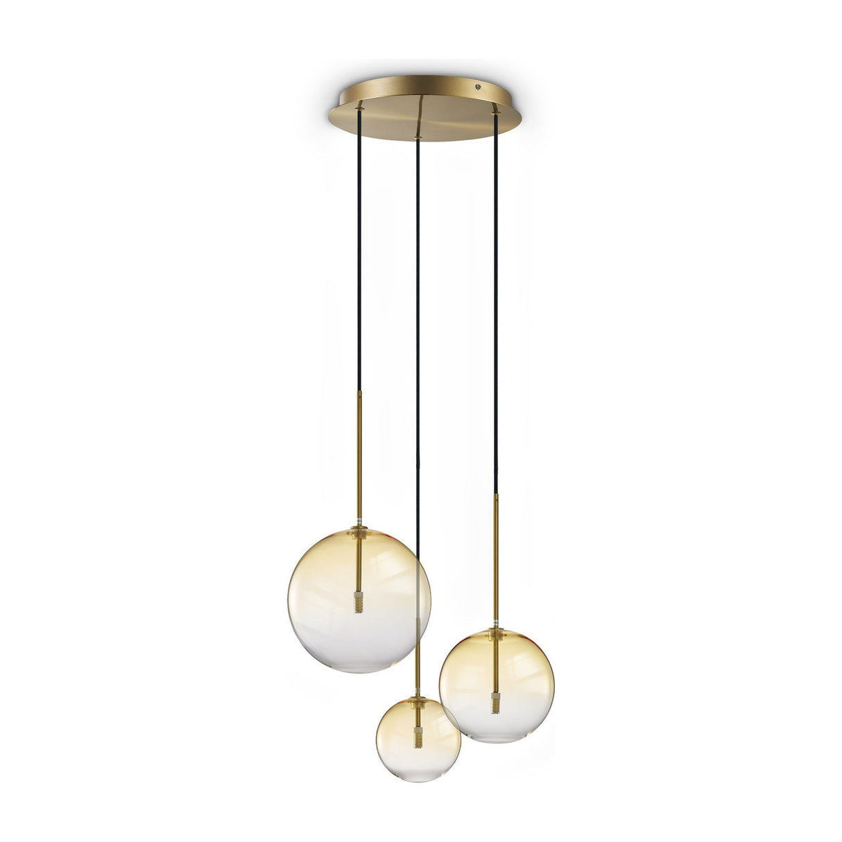 Equinoxe Cluster Pendant Light - Antique Brass & Amber Glass (3 Light)