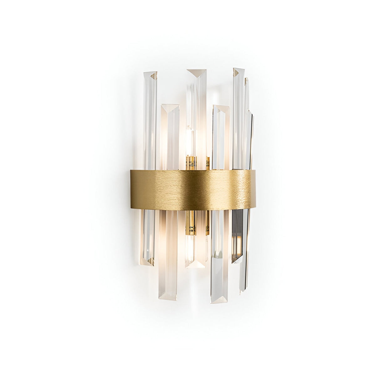 Grace 2 Light Glass Wall Light - Brushed Gold/Transparent