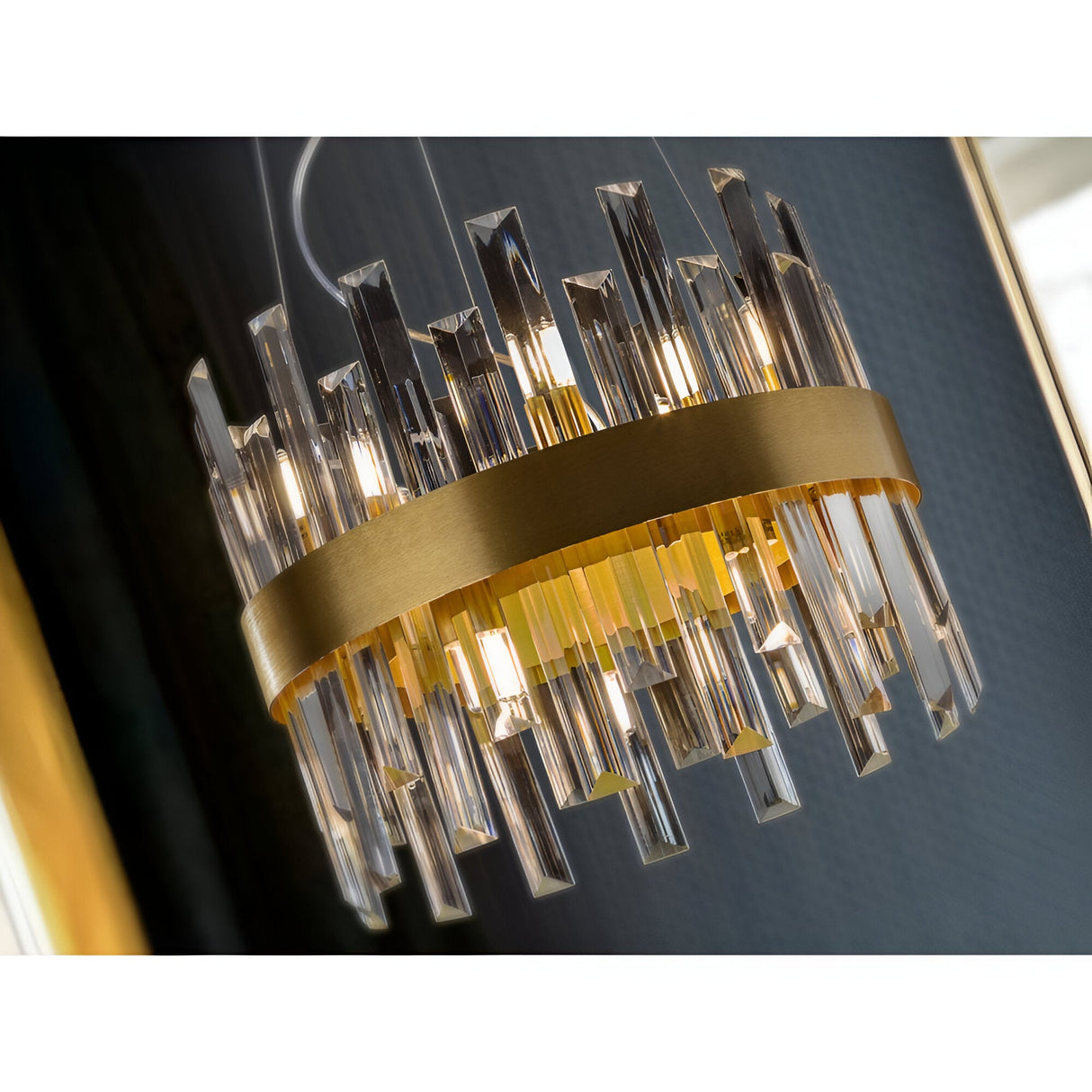 Grace 10 Light Glass Chandelier - Brushed Gold
