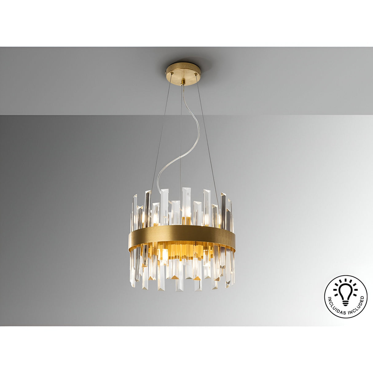 Grace 10 Light Glass Chandelier - Brushed Gold