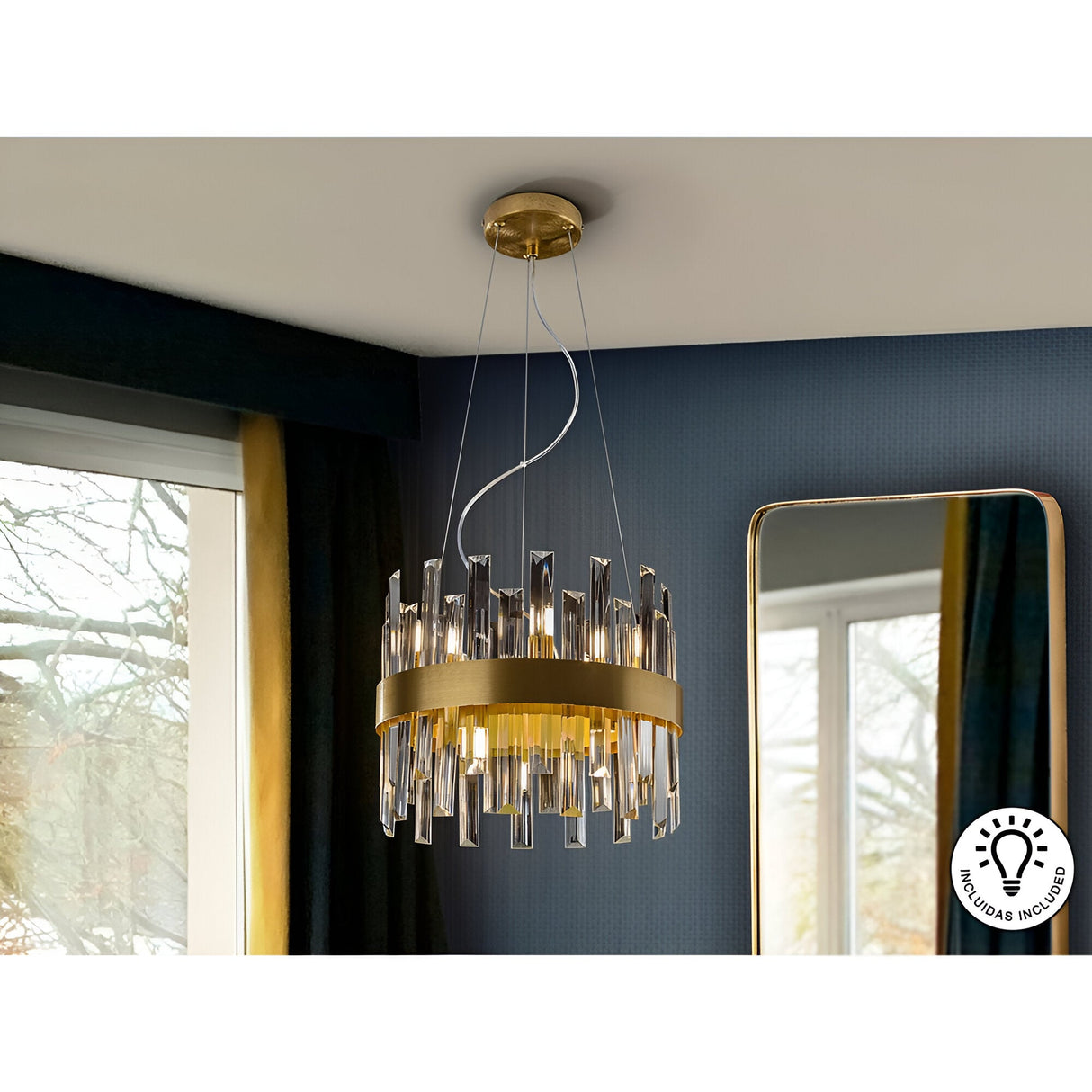 Grace 10 Light Glass Chandelier - Brushed Gold