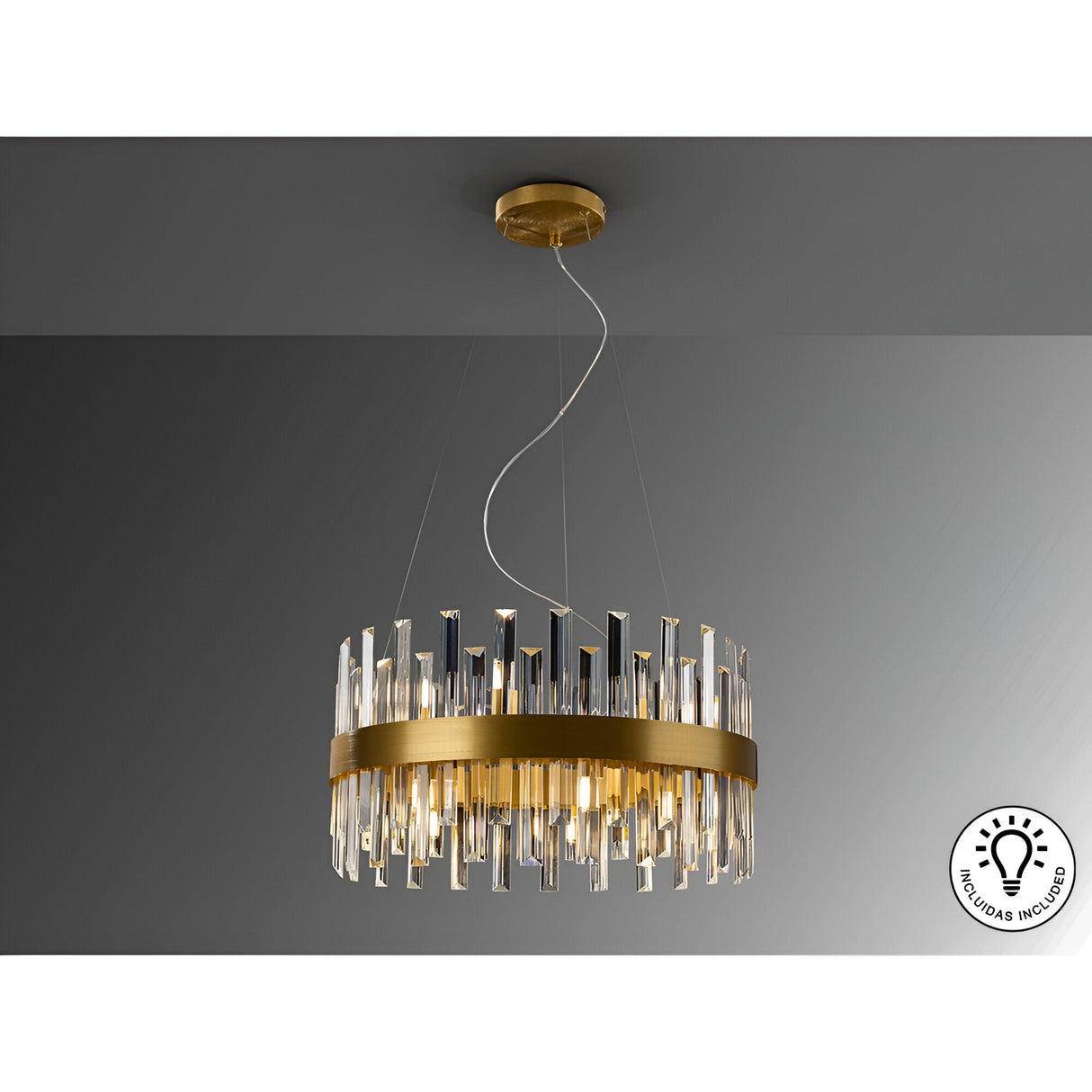 Grace 14 Light Glass Chandelier - Brushed Gold