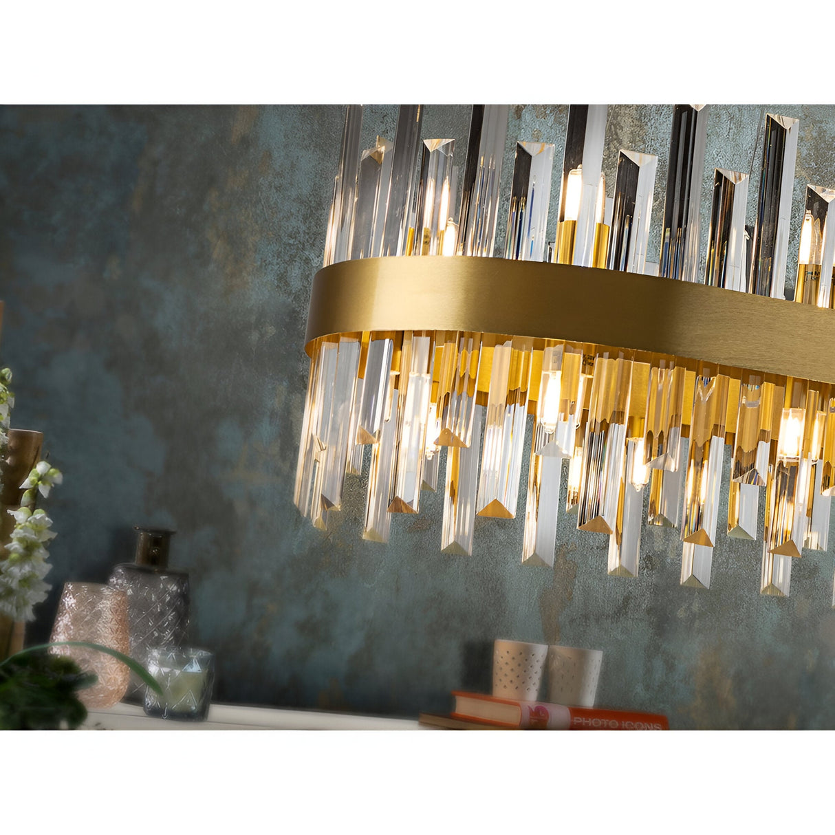 Grace 20 Light Glass Island Suspension - Brushed Gold