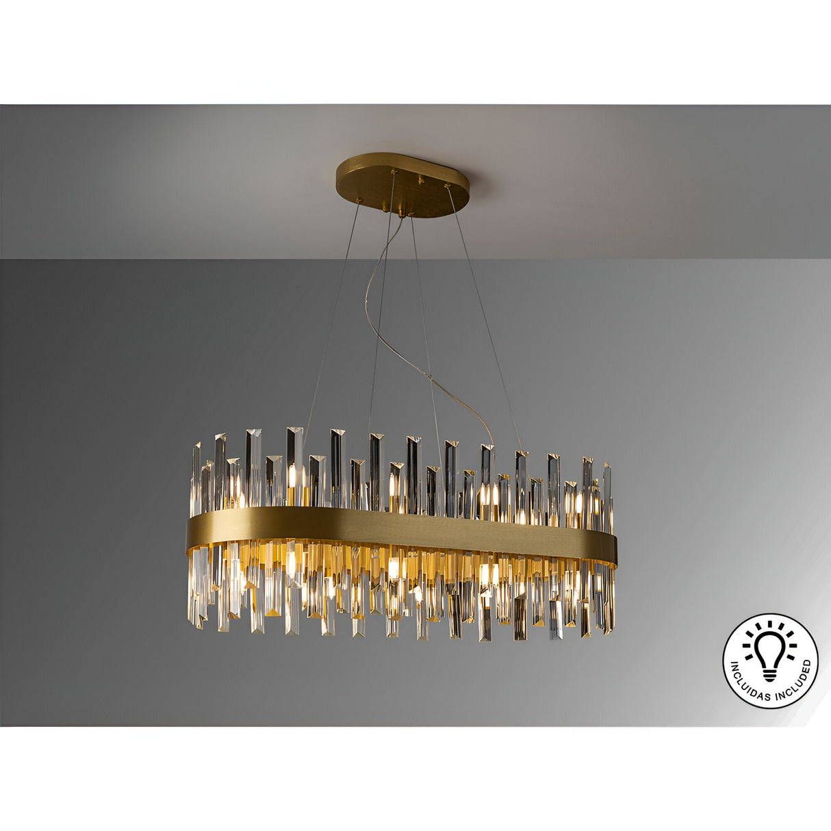 Grace 20 Light Glass Island Suspension - Brushed Gold