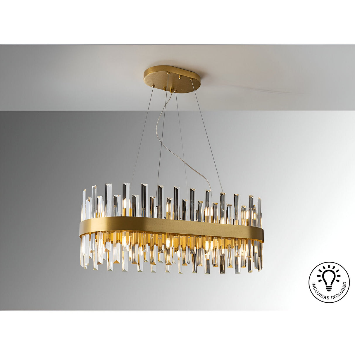 Grace 20 Light Glass Island Suspension - Brushed Gold