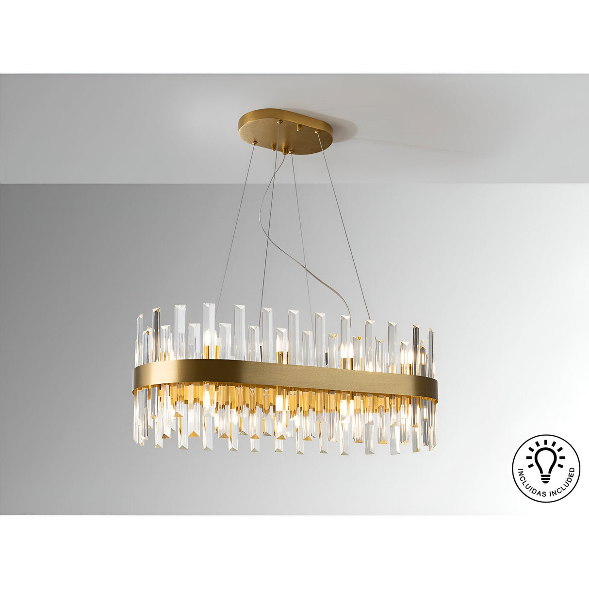 Grace 20 Light Glass Island Suspension - Brushed Gold